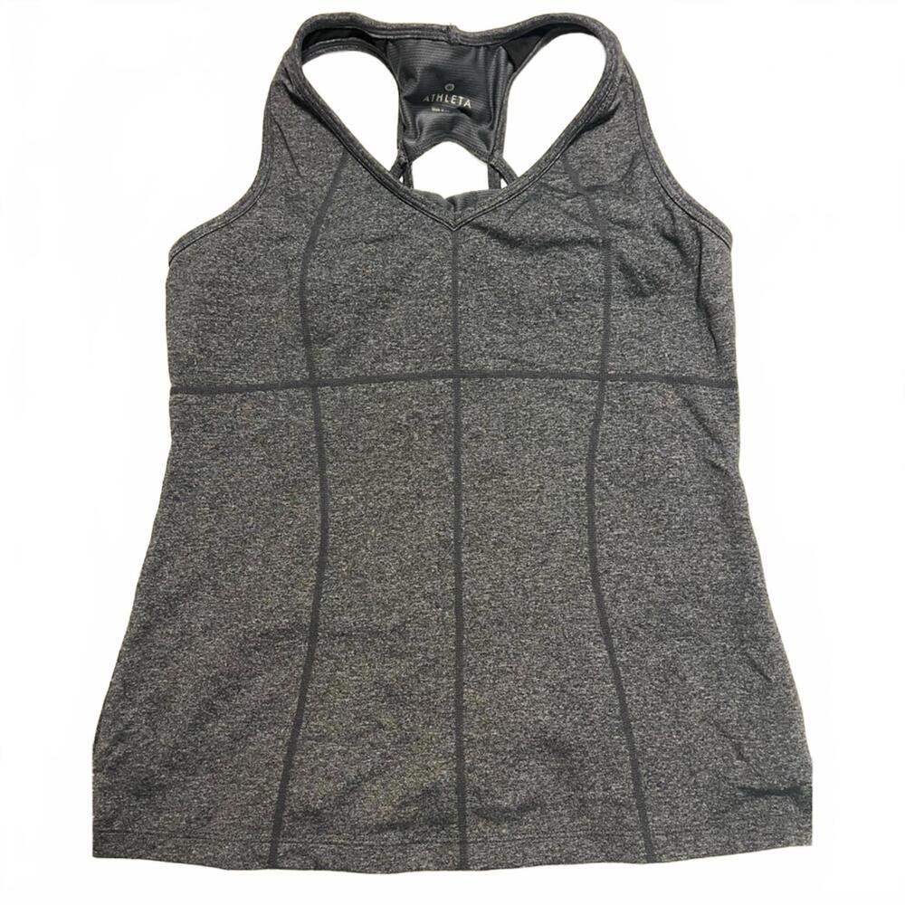 Athleta Charcoal Gray Heathered Racerback Sports Tank